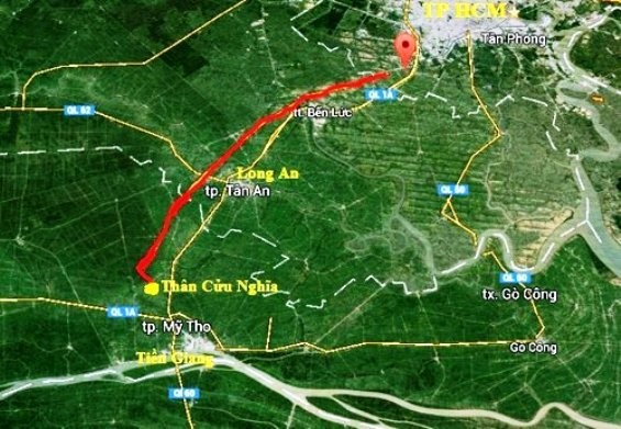 Sơ đồ tuyến cao tốc Trung Lương-Mỹ Thuận
