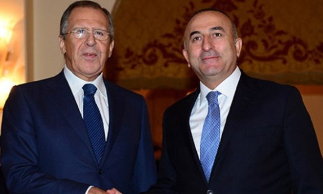 Ngoại trưởng Nga Sergei Lavrov trong một cuộc gặp với người đồng cấp Thổ Nhĩ Kỳ Mevlut Cavusoglu. (Nguồn: Getty Images)