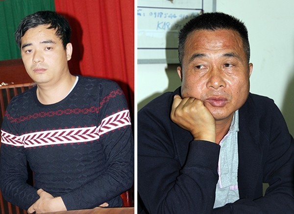 TianJin (trái) và Ye Guorong bị công an tạm giữ để phục vụ điều tra. Ảnh: D.T.