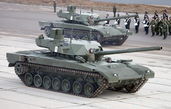 Xe tăng Armata đang diễn tập chuẩn bị cho lễ duyệt binh ngày 9.5.2016 ở căn cứ Alabino, ngoại ô Moscow ngày 11.4.2016 - Ảnh: vitalykuzmin.net