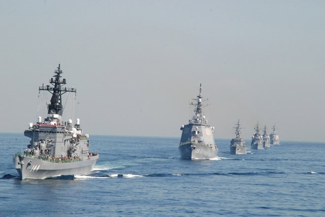 Tàu chiến Mỹ và Nhật Bản tham gia tập trận chung. (Nguồn: sldinfo.com)
