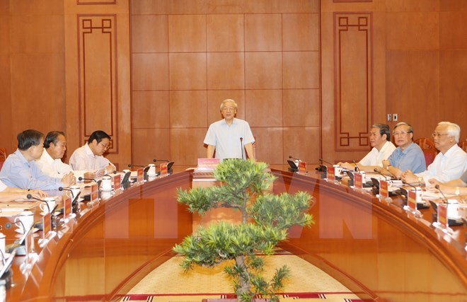Tổng Bí thư Nguyễn Phú Trọng, Trưởng Ban Chỉ đạo Trung ương về phòng, chống tham nhũng phát biểu tại cuộc họp. (Ảnh: Trí Dũng/TTXVN)