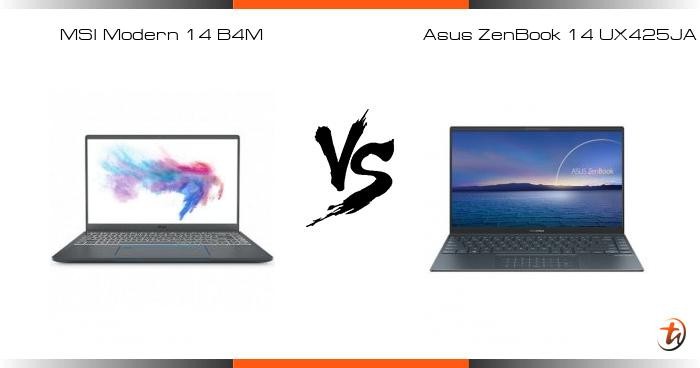 MSI Modern 14 vs Asus Zenbook 14 UX425 (Ảnh: TechNave)
