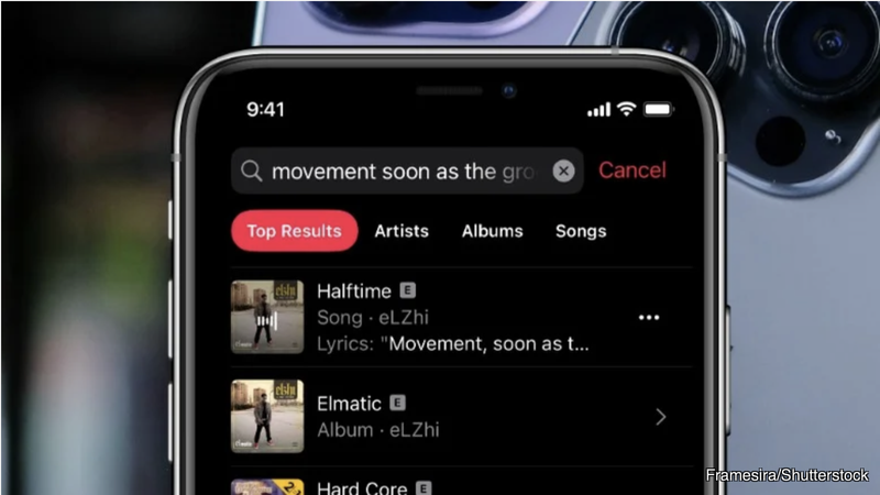 Tìm nhạc trên Apple Music (Ảnh: Slash Gear) iPhone 10.png