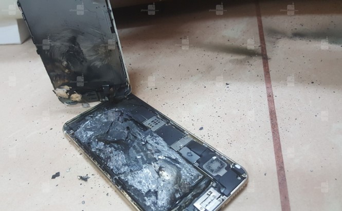 Hình ảnh chiếc iPhone 6S bị cháy nổ sau khi sạc pin