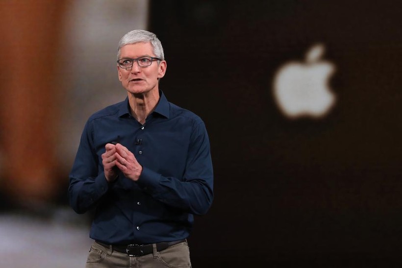 CEO Tim Cook trong buổi ra mắt sản phẩm mới của Apple, ảnh chụp ngày 12/9/2018. Ảnh: Forbes