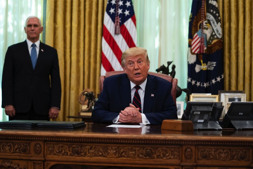 Ngày 7/9, khi họp báo tại Nhà Trắng, Tổng thống Donald Trump lại nói kinh tế Mỹ và Trung Quốc tách rới nhau sẽ đưa Mỹ trở thành siêu cường sản xuất và mãi mãi chấm dứt phụ thuộc vào Trung Quốc  (Ảnh: AFP).