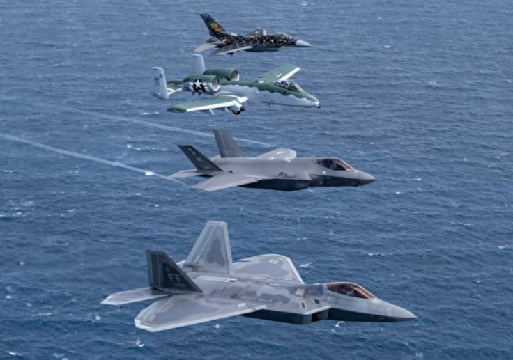 4 loại máy bay chiến đấu chủ lực của Không quân Mỹ hiện nay: F-22. F-35, A-10 và F-16 (Ảnh: Newtalk).