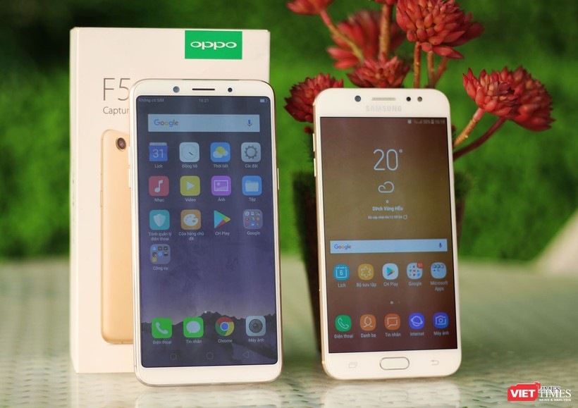 Oppo F5 và Galaxy J7 Plus là hai mẫu smartphone tiên phong cho Samsung và Oppo ở phân khúc tầm trung. Nguồn: VietTimes