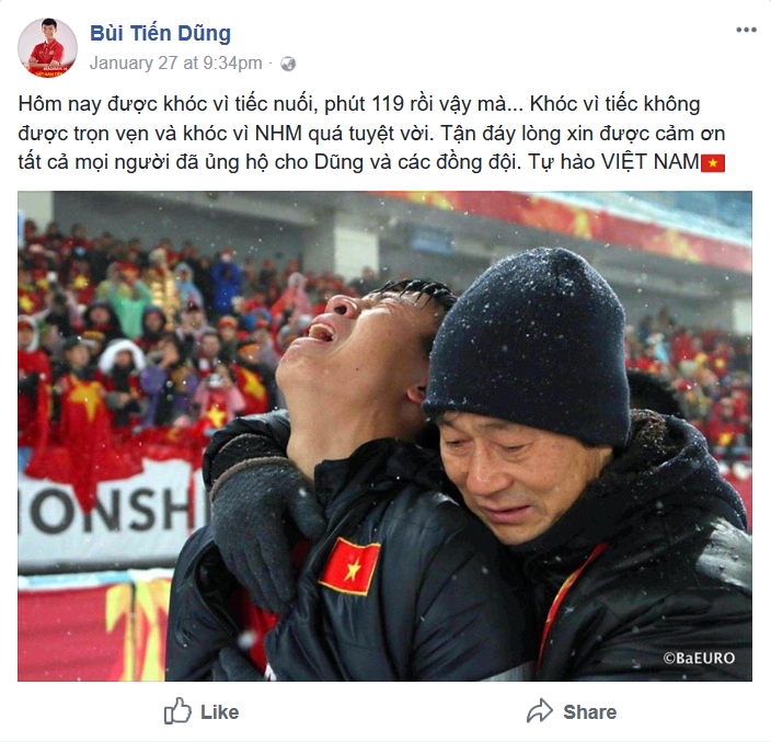 Tuyển thủ U23 Việt Nam chia sẻ gì trên "Phây" sau trận chung kết ảnh 7 Hậu vệ Bùi Tiến Dũng