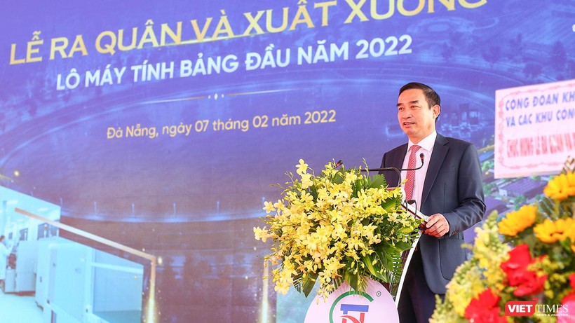 Ông Lê Trung Chinh – Chủ tịch UBND TP Đà Nẵng phát biểu tại lễ ra quân đầu năm mới 2022 diễn ra sáng ngày 7/2 tại Khu Công nghệ thông tin tập trung Đà Nẵng