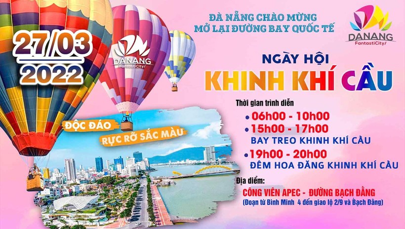Poster thông tin về Ngày hội khinh khí cầu Đà Nẵng sẽ diễn ra vào ngày 27/3