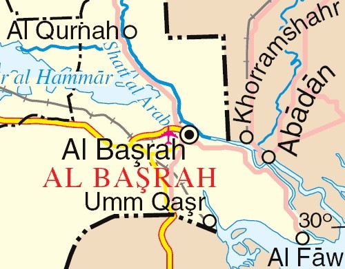 Khu vực tranh chấp Arvand Roud ở biên giới Iran-Iraq.