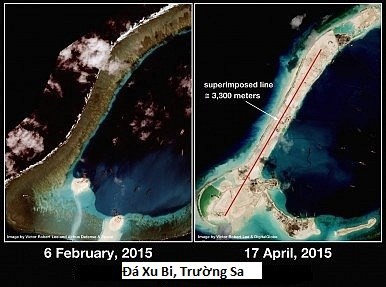Chỉ trong vài tuần lễ,  Trung Quốc đã xây dựng một đường băng bất hợp pháp trên đá Xu Bi nằm trong quần đảo Trường Sa, thuộc chủ quyền Việt Nam.