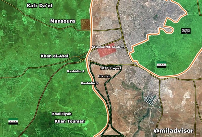 Bản đồ chiến sự Aleppo sáng ngày 01.08.2016