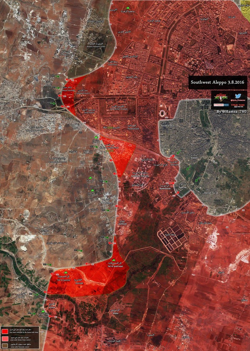 Bản đồ chiến sự Syria sáng ngày 03.08.2016