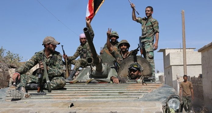 Binh sĩ quân đội Syria trên vùng Đông Ghouta