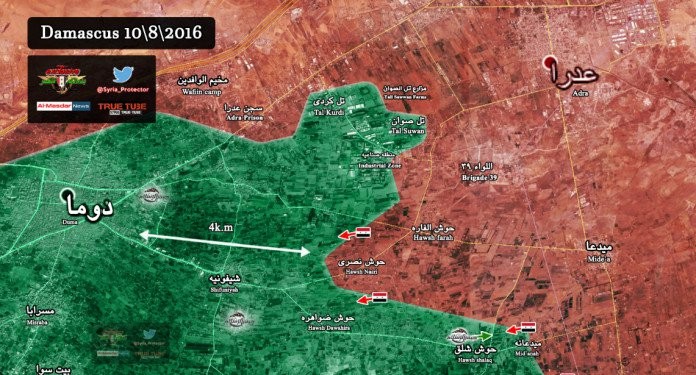 Bản đồ chiến sự khu vực Đông Ghouta