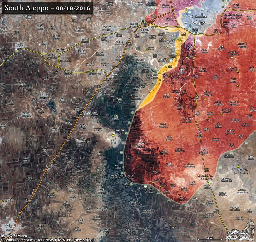 Bản đồ tình hình chiến sự Aleppo ngày 18 - 19.08.2016