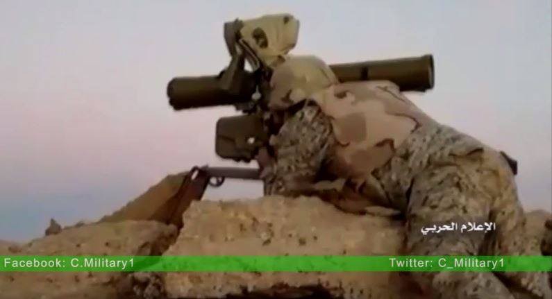 Binh sĩ quân đội Syria sử dụng tên lửa chống tăng ATGM