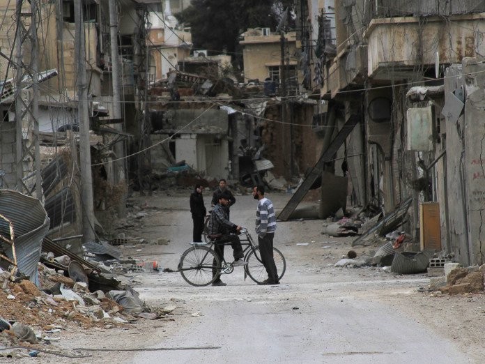 Một góc phố Darayya sau giờ ngừng bắn đàm phán hòa bình