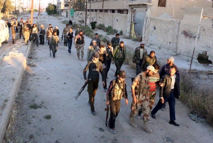 Lực lượng Hồi giáo cực đoan Jaish Al-Islam do Ả rập Xê út hậu thuẫn trong thành phố Douma, thủ phủ của lực lượng bạo loạn