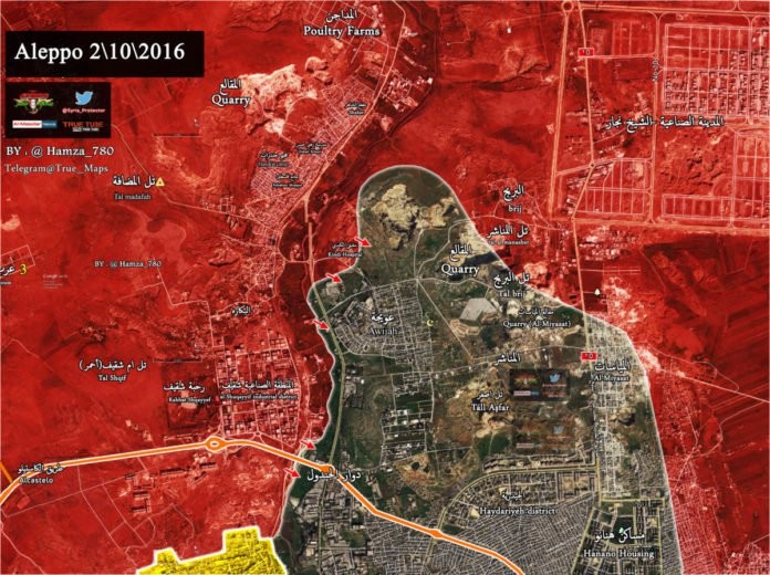 Bản đồ chiến sự thành phố Aleppo ngày 02.10.2016