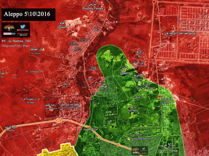 Bản đồ chiến sự thành phố Aleppo ngày 05.10.2016