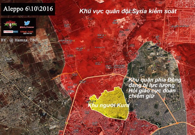 Bản đồ chiến sự thành phố Aleppo ngày 06.10.2016