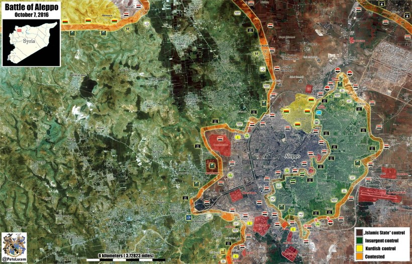 Bản đồ chiến sự thành phố Aleppo ngày 07.10.2016