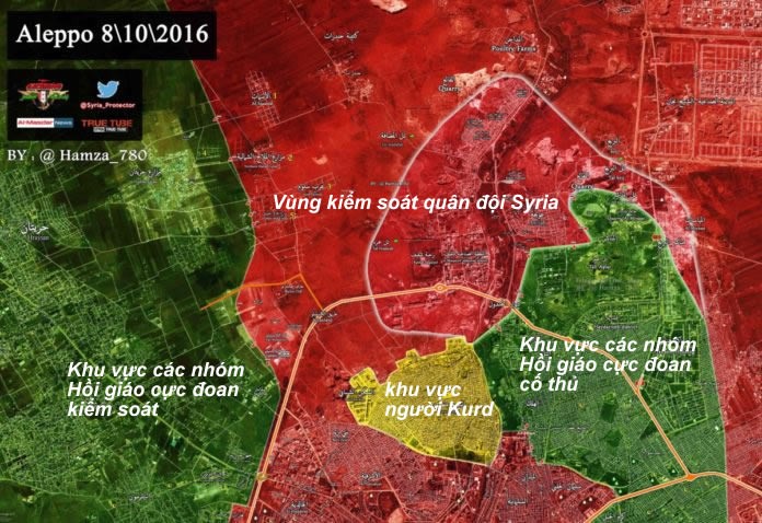 Bản đồ tình hình chiến sự thành phố Aleppo