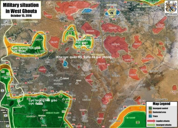 Bản đồ chiến sự khu vực Tây Ghouta