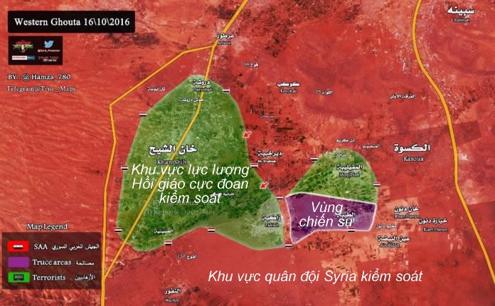 bản đồ tính hình chiến sự trên vùng Tây Ghouta