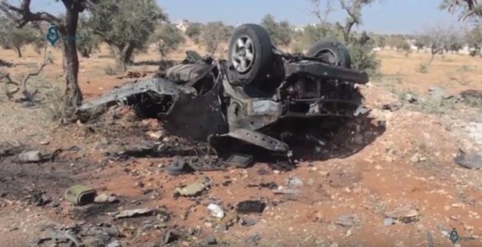 Hiện trường vụ đánh bom kinh hoàng tiêu diệt thủ lĩnh Hồi giáo cực đoan ở Idlib