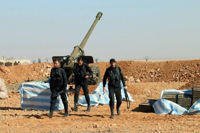 Một khẩu đội pháo binh trên chiến trường Al- Bab