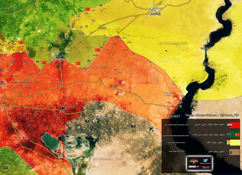 Bản đồ phân vùng chiến sự vùng nông thôn phía đông Aleppo