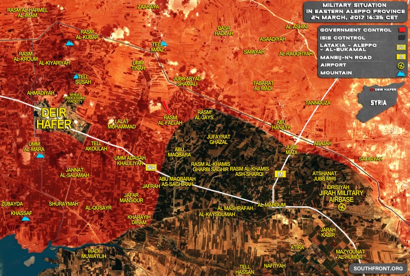Bản đồ chiến trường Aleppo tính đến ngày 24.03.2017