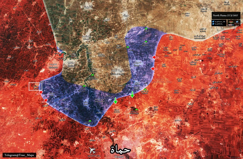 Bản đồ chiến sự vùng nông thôn miền Bắc tỉnh Hama