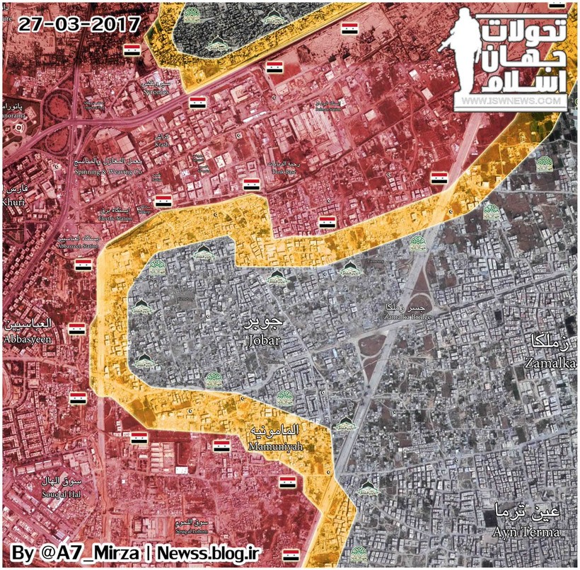 Bản đồ chiến sự khu vực Jobar tính đến ngày 27.03.2017