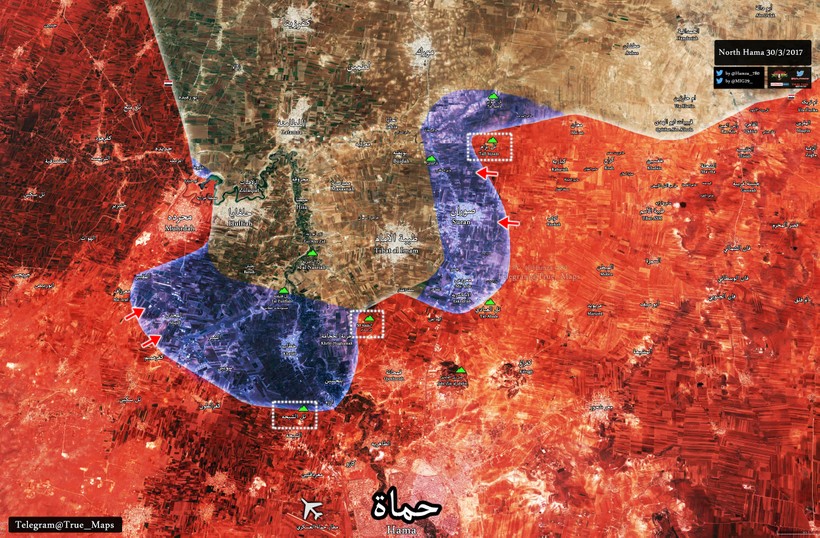 Bản đồ chiến sự miền bắc tỉnh Hama