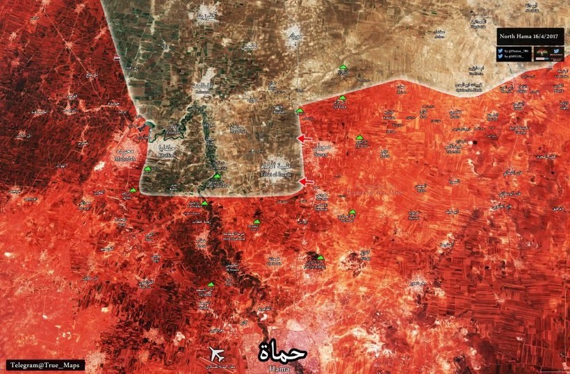 Bản đồ chiến sự tỉnh Hama sáng ngày 17.04.2017