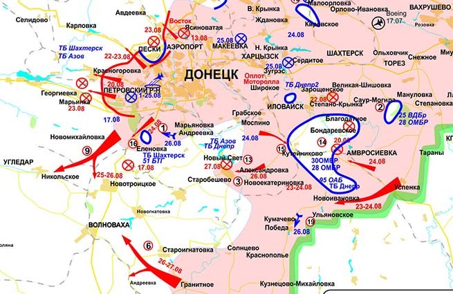 Bản đồ "chảo lửa"  Ilovaysk trong địa phận Donesk
