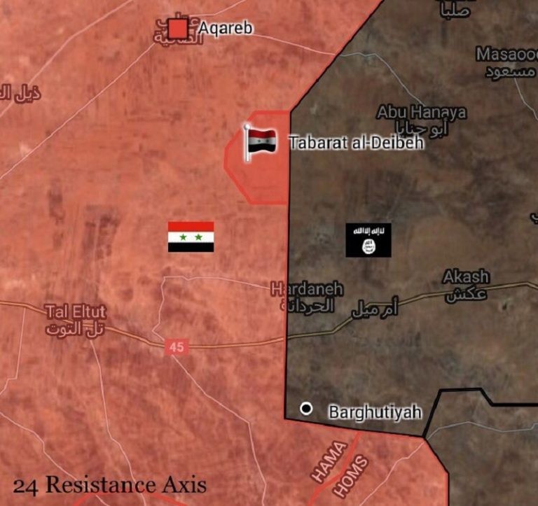 Bản đồ cao điểm chiến lược Tabarat Al-Deibeh do quân đội Syria vừa giải phóng