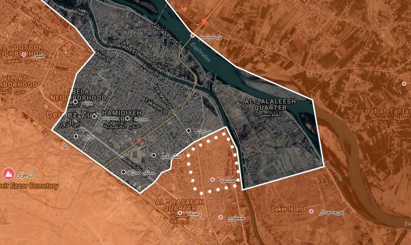 Khu vực còn lại dưới quyền kiểm soát của IS sau cuộc tấn công giải phóng khu công nghiệp Deir Ezzor - ảnh South Front