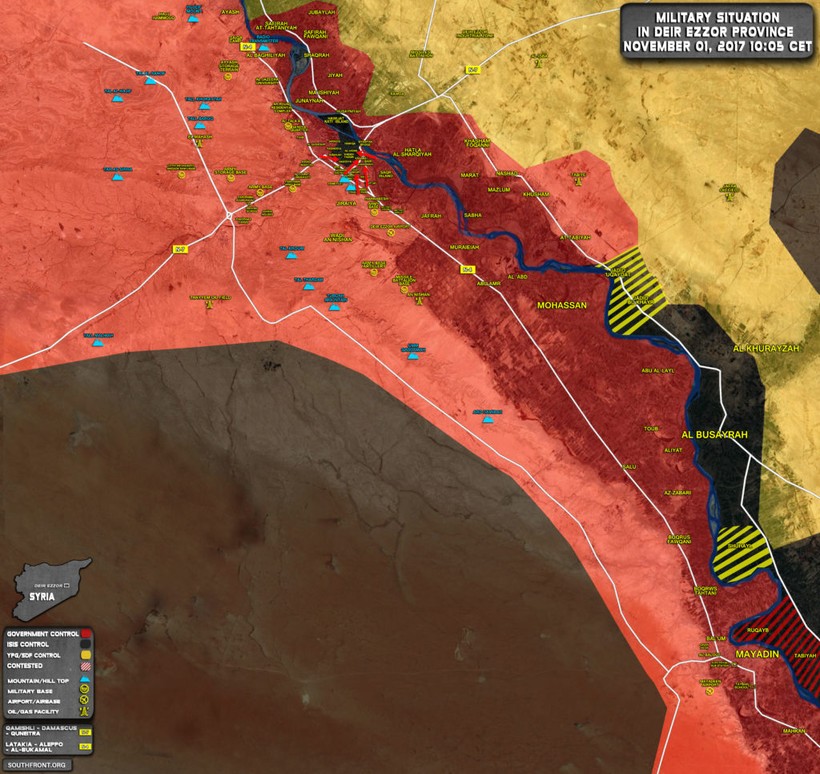 Bản đồ tình hình chiến sự khu vực chiến trường Deir Ezzorr - ảnh South Front