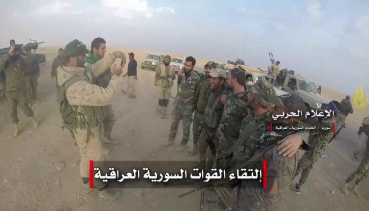 Các đơn vị quân đội Syria, Hezbollah, PMU Iraq hợp binh trên biên giới tấn công về thành phố Al-Bukamal - ảnh video truyền thông Hezbollah