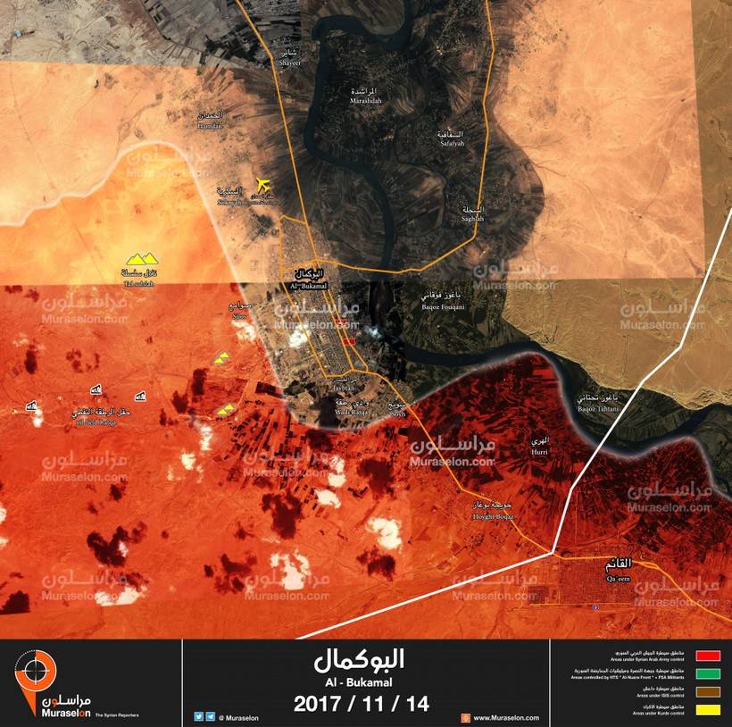 Bản đồ tình hình chiến sự khu vực thành phố Albukamal - ảnh South Front