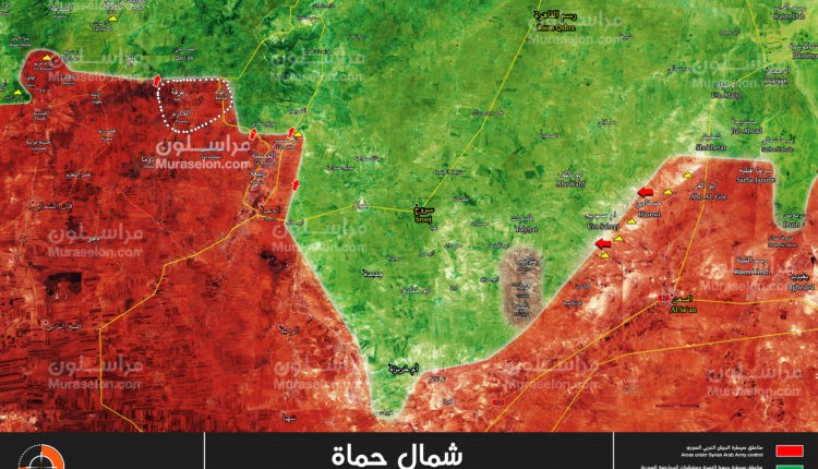 Quân đội Syria tiến công giải phong 3 thị trấn nhỏ trên vùng đông bắc tỉnh Hama - ảnh Muraselon