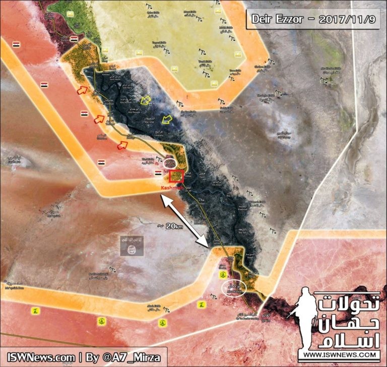 Bản đồ tình hình chiến sự Albukamal , lực lượng Tiger cách thành phố 20 km - ảnh South Front