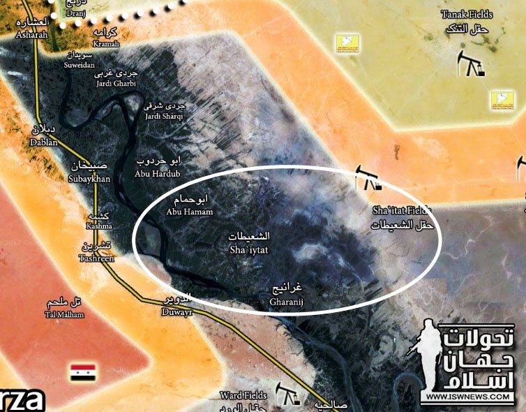 Bản đồ tình hình chiến sự Deir Ezzor, SDF giành quyền kiểm soát thị trấn Shu'aytat - ảnh South Front